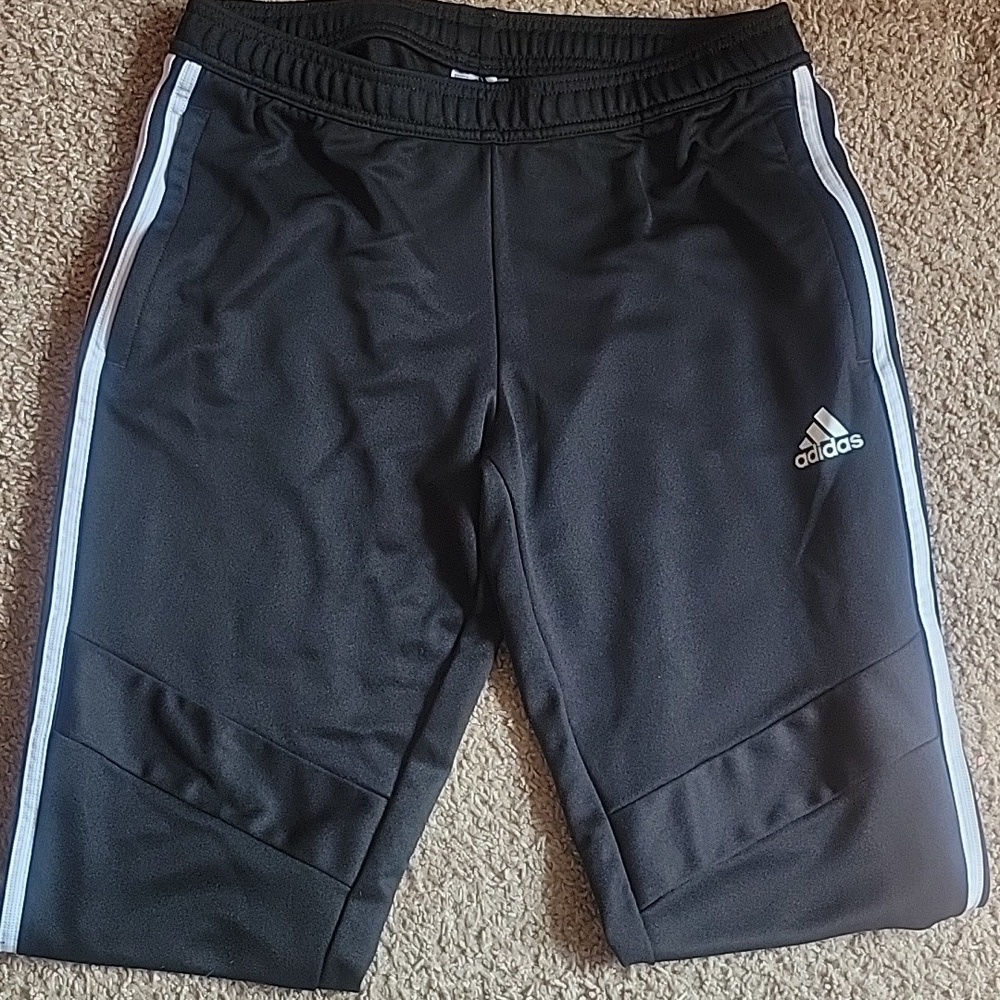 Adidas Black Sweatpants with Signature Stripes SzM Unisex Good Condition - Picture 2 of 6